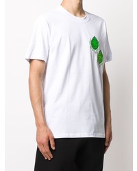 T-shirt à col rond imprimé blanc et vert DUOltd