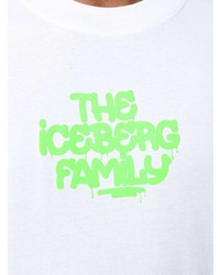 T-shirt à col rond imprimé blanc et vert Iceberg