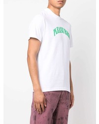 T-shirt à col rond imprimé blanc et vert Pleasures