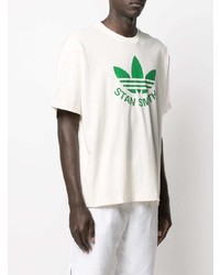 T-shirt à col rond imprimé blanc et vert adidas
