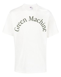 T-shirt à col rond imprimé blanc et vert Manuel Ritz