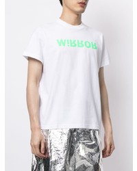 T-shirt à col rond imprimé blanc et vert Walter Van Beirendonck