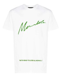 T-shirt à col rond imprimé blanc et vert Mowalola