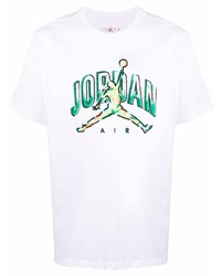 T-shirt à col rond imprimé blanc et vert Nike