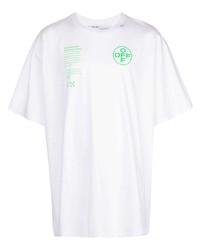 T-shirt à col rond imprimé blanc et vert Off-White
