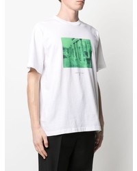 T-shirt à col rond imprimé blanc et vert Trussardi