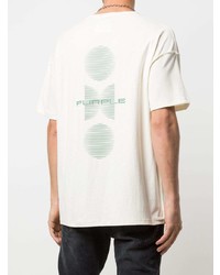 T-shirt à col rond imprimé blanc et vert purple brand