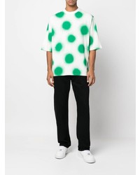 T-shirt à col rond imprimé blanc et vert Moncler