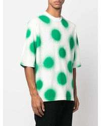 T-shirt à col rond imprimé blanc et vert Moncler