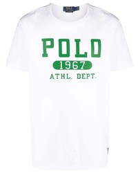 T-shirt à col rond imprimé blanc et vert Polo Ralph Lauren