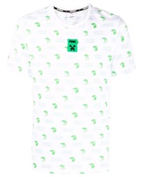 T-shirt à col rond imprimé blanc et vert Puma