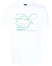 T-shirt à col rond imprimé blanc et vert Save The Duck