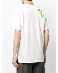 T-shirt à col rond imprimé blanc et vert Maison Mihara Yasuhiro