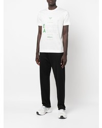 T-shirt à col rond imprimé blanc et vert Emporio Armani