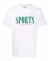 T-shirt à col rond imprimé blanc et vert Sporty & Rich
