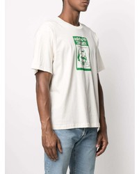 T-shirt à col rond imprimé blanc et vert adidas