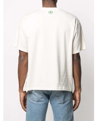 T-shirt à col rond imprimé blanc et vert adidas