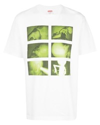 T-shirt à col rond imprimé blanc et vert Supreme