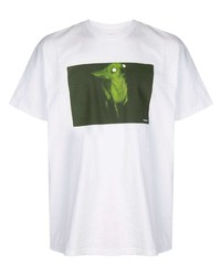 T-shirt à col rond imprimé blanc et vert Supreme