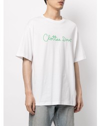 T-shirt à col rond imprimé blanc et vert Clot