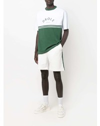 T-shirt à col rond imprimé blanc et vert Drôle De Monsieur