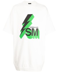 T-shirt à col rond imprimé blanc et vert UNDERCOVE