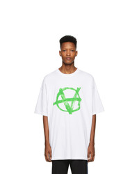 T-shirt à col rond imprimé blanc et vert Vetements