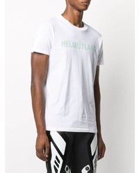 T-shirt à col rond imprimé blanc et vert Helmut Lang