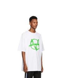 T-shirt à col rond imprimé blanc et vert Vetements