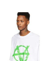 T-shirt à col rond imprimé blanc et vert Vetements