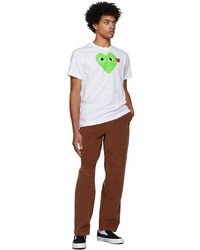 T-shirt à col rond imprimé blanc et vert Comme Des Garcons Play