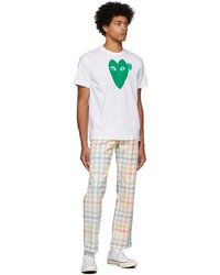 T-shirt à col rond imprimé blanc et vert Comme Des Garcons Play