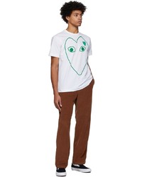 T-shirt à col rond imprimé blanc et vert Comme Des Garcons Play