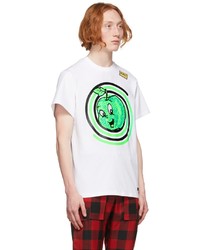 T-shirt à col rond imprimé blanc et vert 99% Is