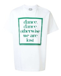 T-shirt à col rond imprimé blanc et vert Wooyoungmi