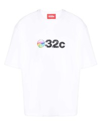 T-shirt à col rond imprimé blanc 032c