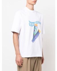 T-shirt à col rond imprimé blanc Jacquemus