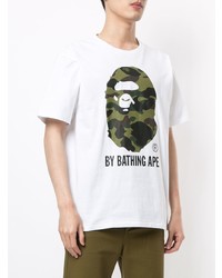 T-shirt à col rond imprimé blanc A Bathing Ape