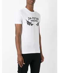 T-shirt à col rond imprimé blanc DSQUARED2