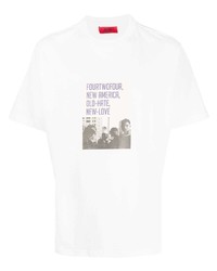 T-shirt à col rond imprimé blanc 424