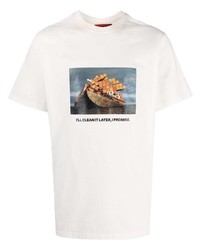 T-shirt à col rond imprimé blanc 424