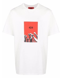 T-shirt à col rond imprimé blanc 424