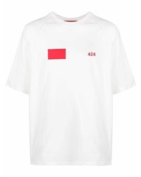 T-shirt à col rond imprimé blanc 424