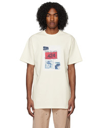 T-shirt à col rond imprimé blanc 424