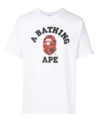 T-shirt à col rond imprimé blanc A Bathing Ape