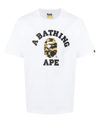 T-shirt à col rond imprimé blanc A Bathing Ape