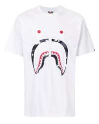 T-shirt à col rond imprimé blanc A Bathing Ape