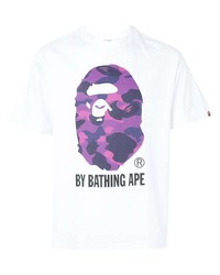 T-shirt à col rond imprimé blanc A Bathing Ape