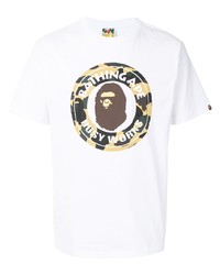 T-shirt à col rond imprimé blanc A Bathing Ape