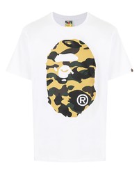 T-shirt à col rond imprimé blanc A Bathing Ape